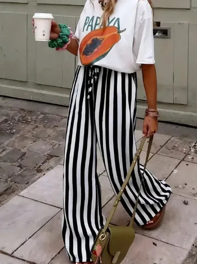 Pantalon Palazzo Rayé Marbella