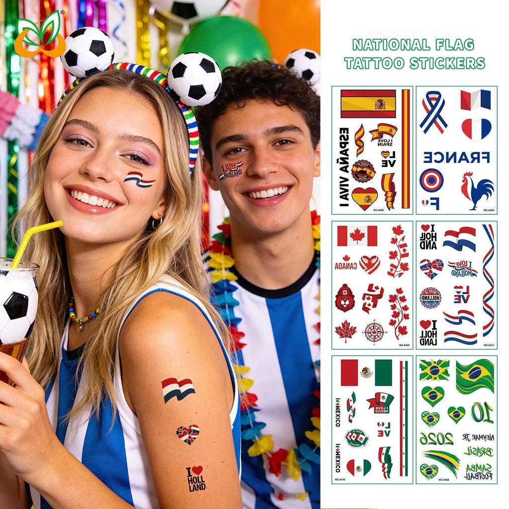 3Pcs Flag Temporary Tattoo Stickers