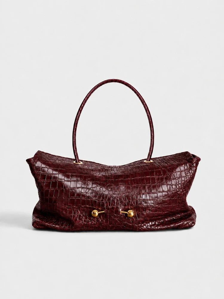 Sac porté épaule effet croco – Golden Details