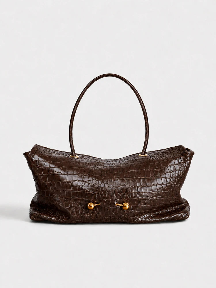 Sac porté épaule effet croco – Golden Details