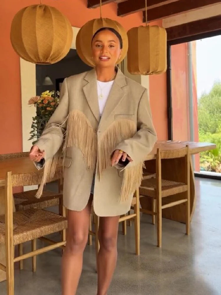 🩵 Blazer Positano Fringe