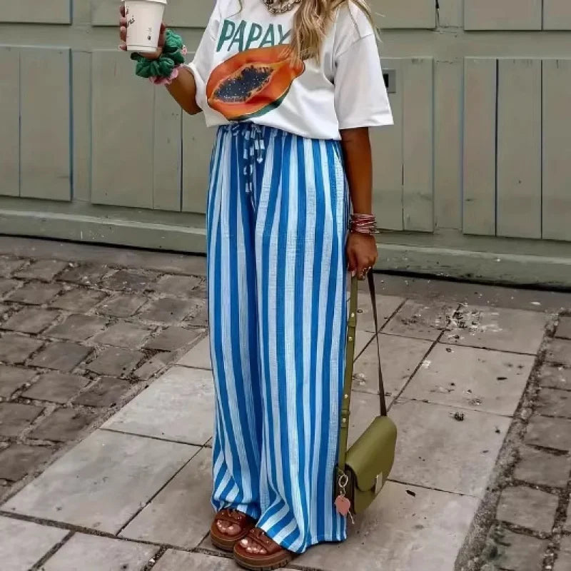 Pantalon Palazzo Rayé Marbella