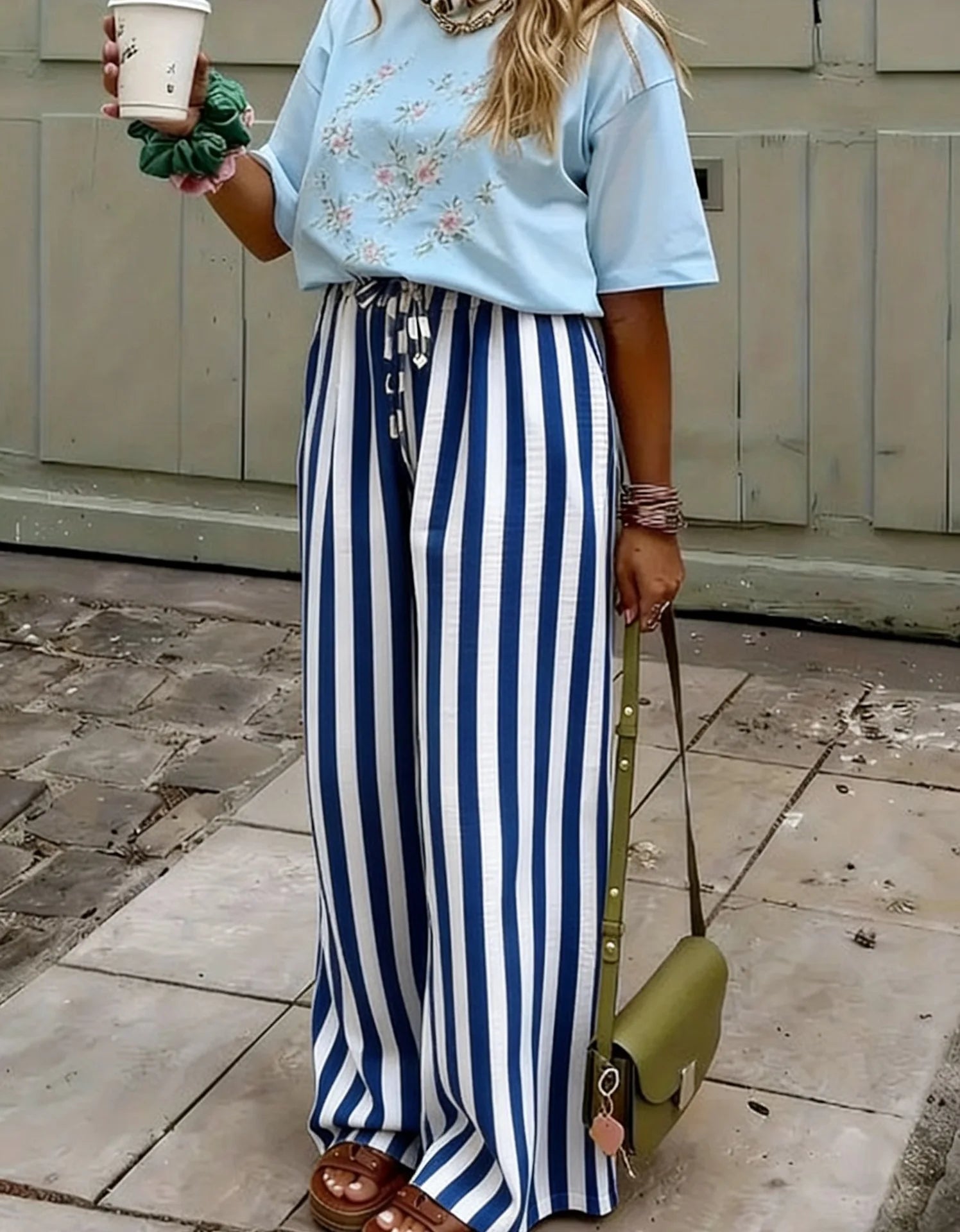 Pantalon Palazzo Rayé Marbella