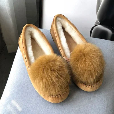 Mocassins fourrés en cuir – Winter Pompon