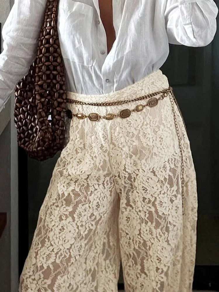 Pantalon Palazzo Dentelle