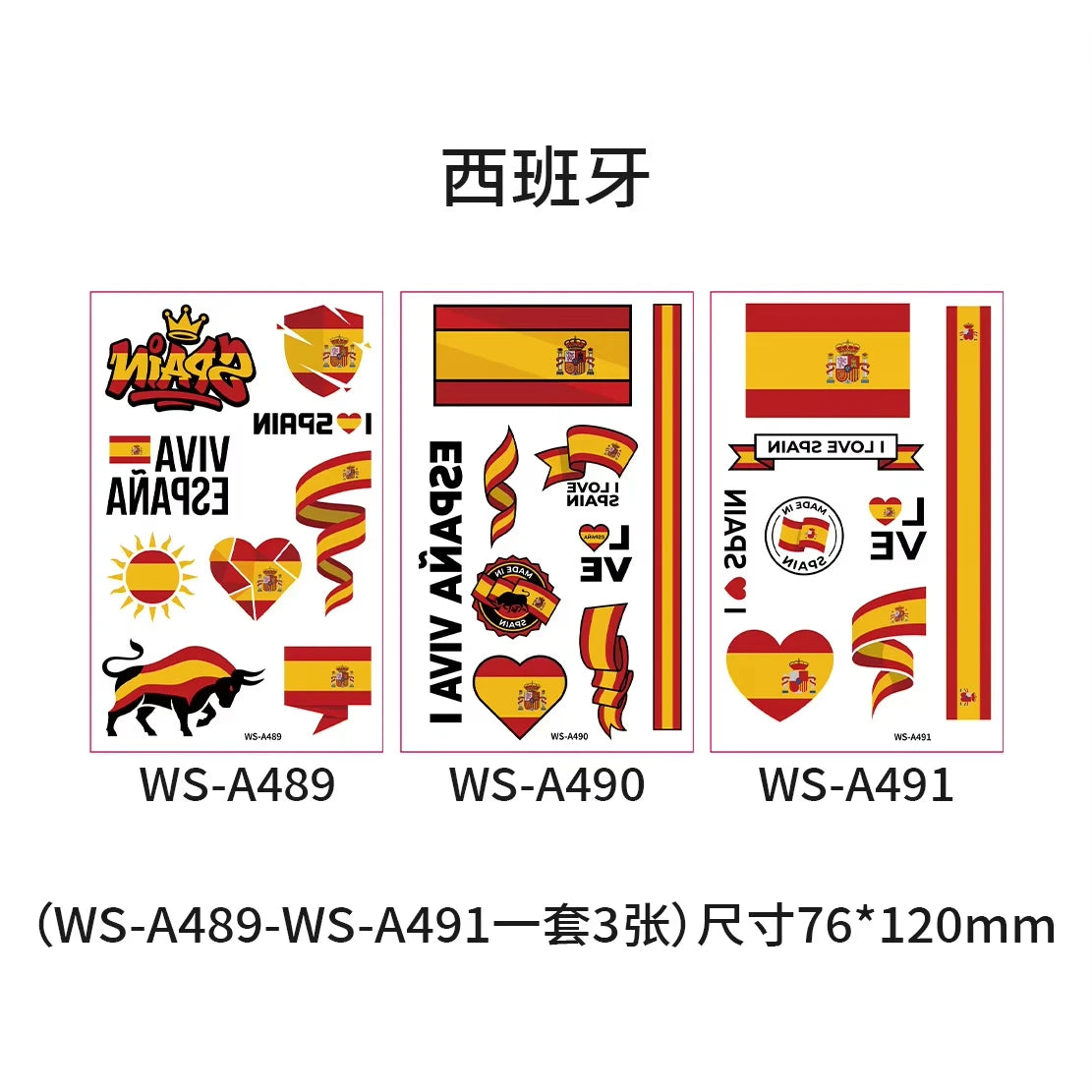 3Pcs Flag Temporary Tattoo Stickers