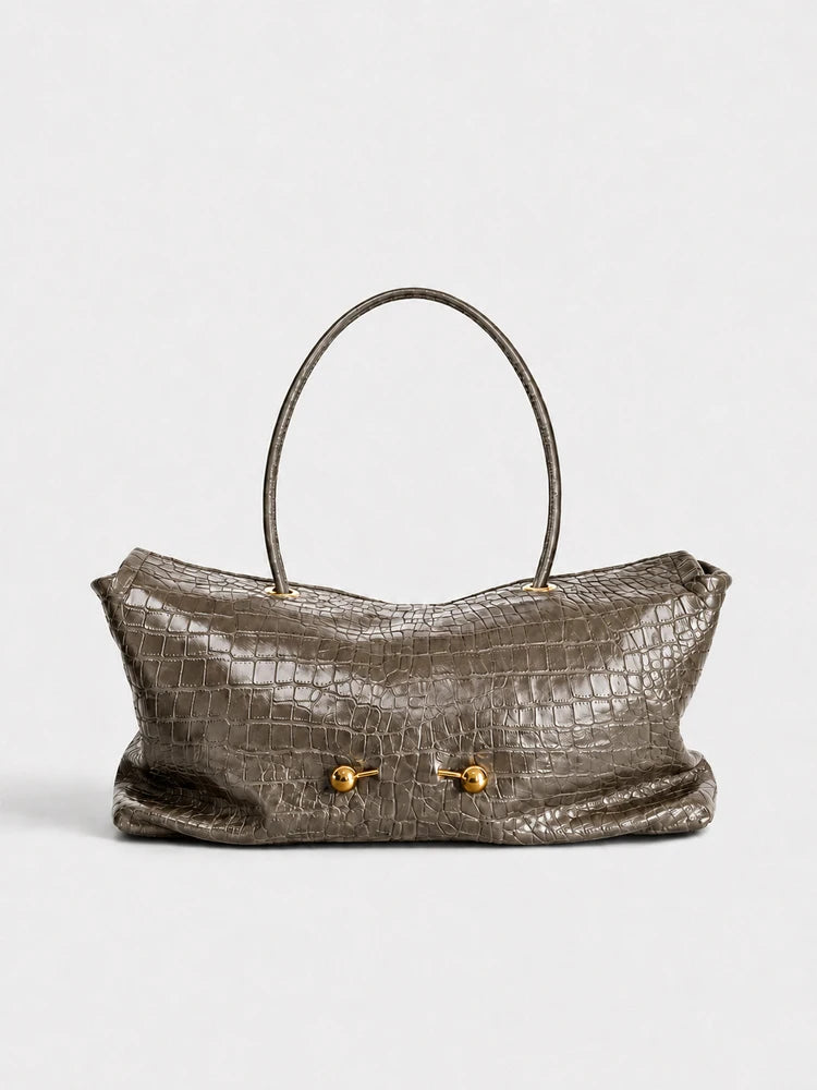 Sac porté épaule effet croco – Golden Details