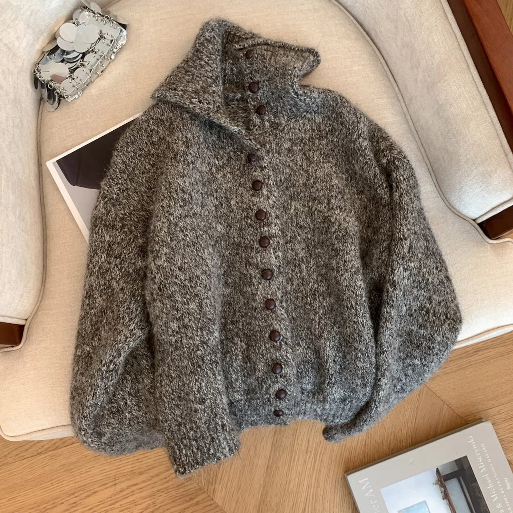 Cardigan col montant – Inspiration coréenne Y2K