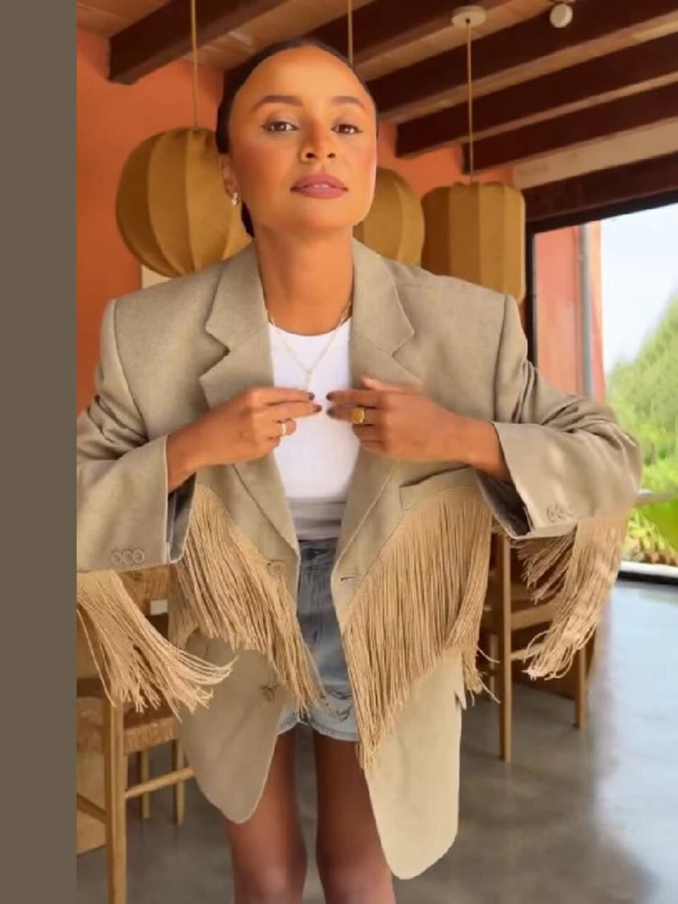 🩵 Blazer Positano Fringe