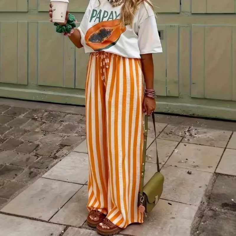 Pantalon Palazzo Rayé Marbella