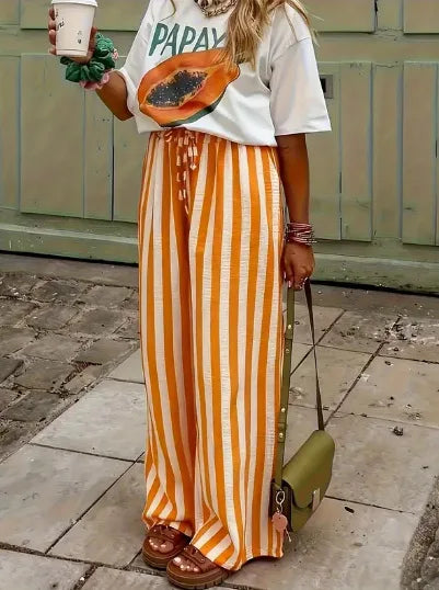 Pantalon Palazzo Rayé Marbella