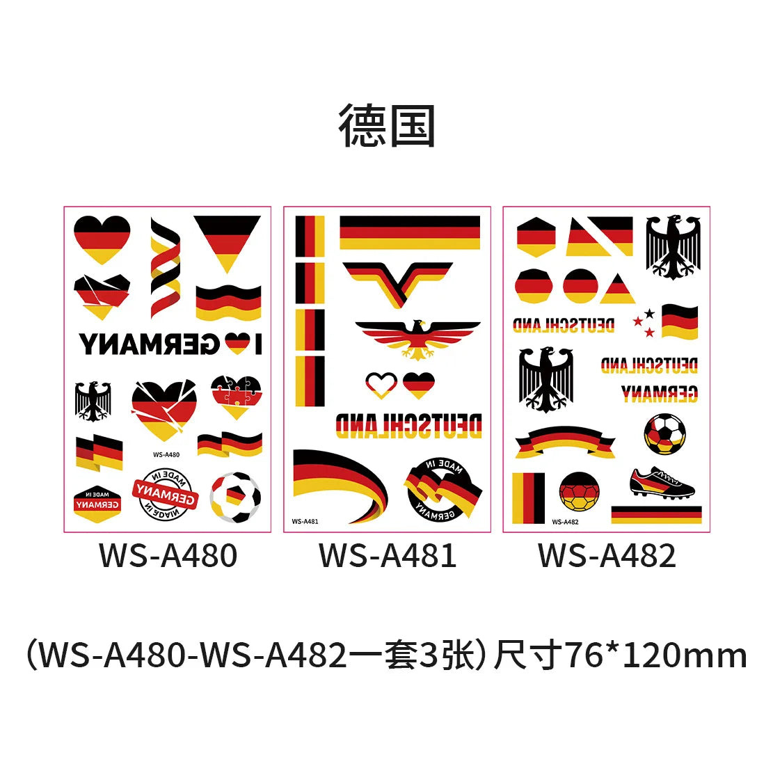 3Pcs Flag Temporary Tattoo Stickers