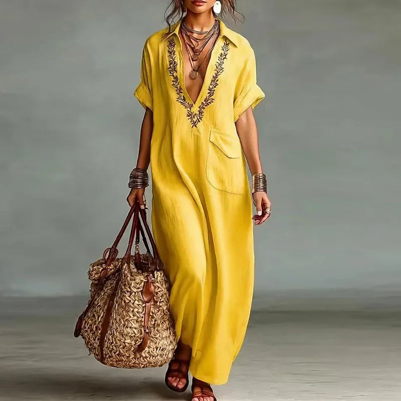 Robe “Sahara Luna” – Caftan Bohème Élégance Naturelle