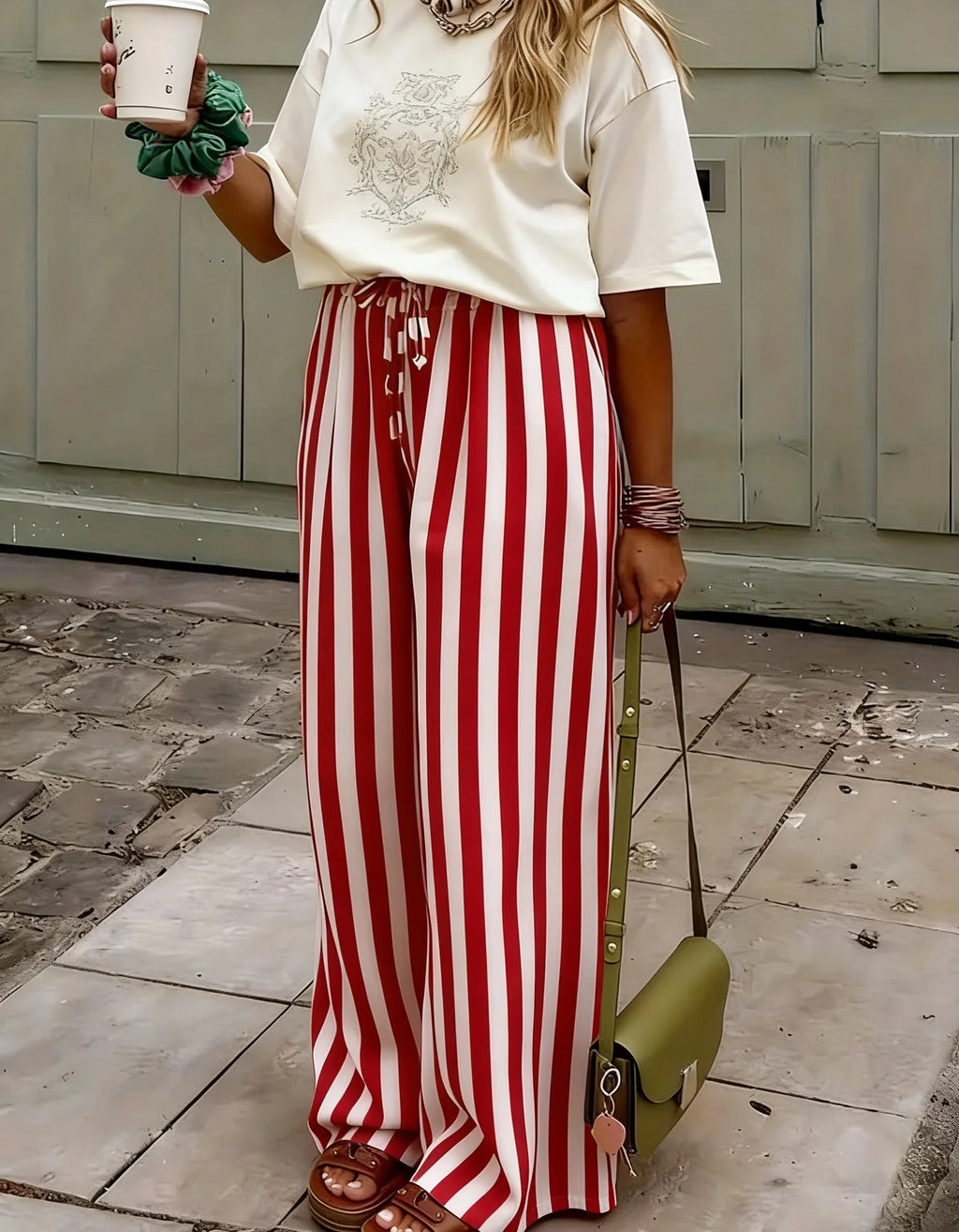 Pantalon Palazzo Rayé Marbella