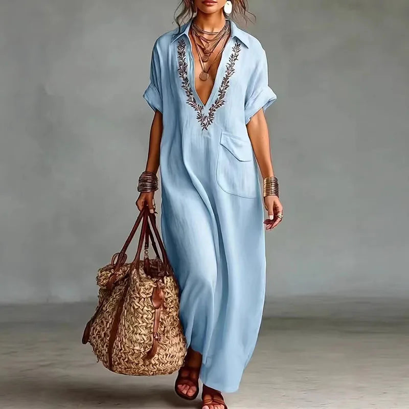 Robe “Sahara Luna” – Caftan Bohème Élégance Naturelle