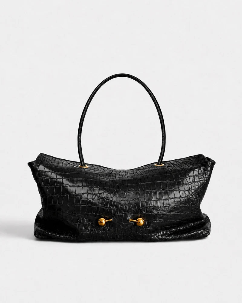 Sac porté épaule effet croco – Golden Details
