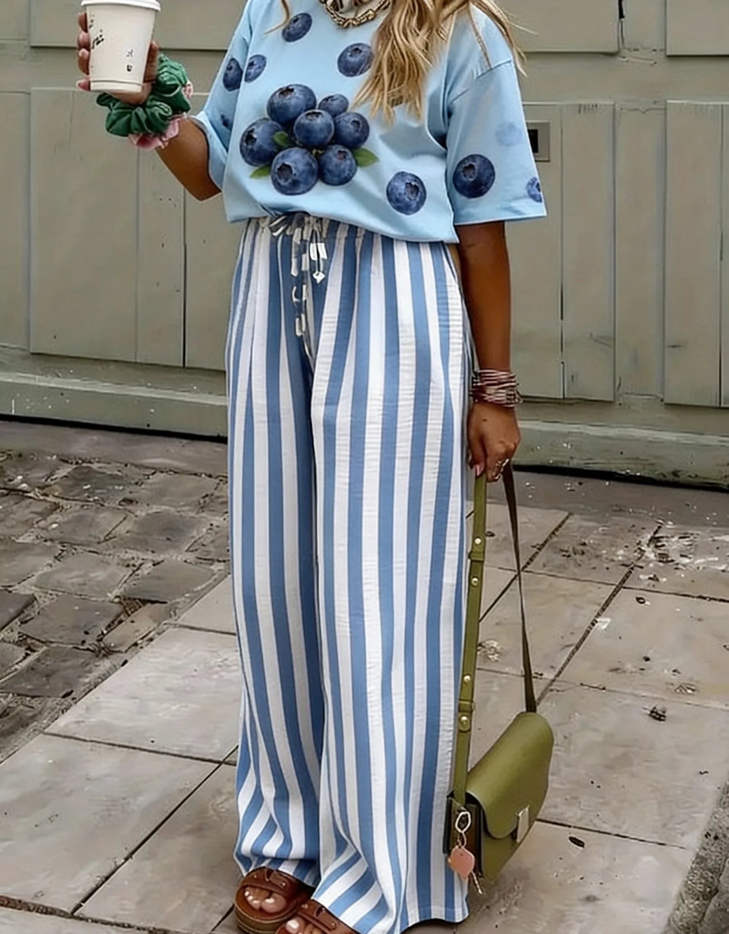 Pantalon Palazzo Rayé Marbella