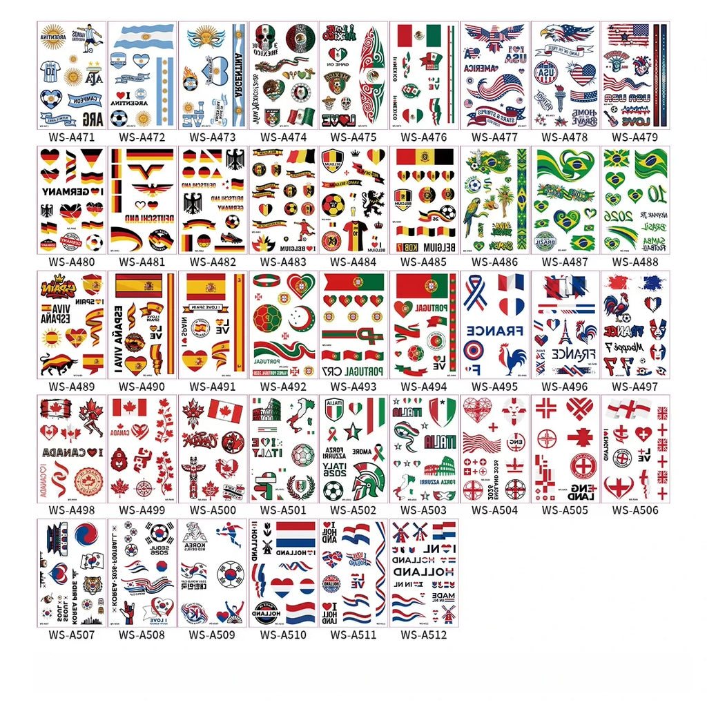 3Pcs Flag Temporary Tattoo Stickers