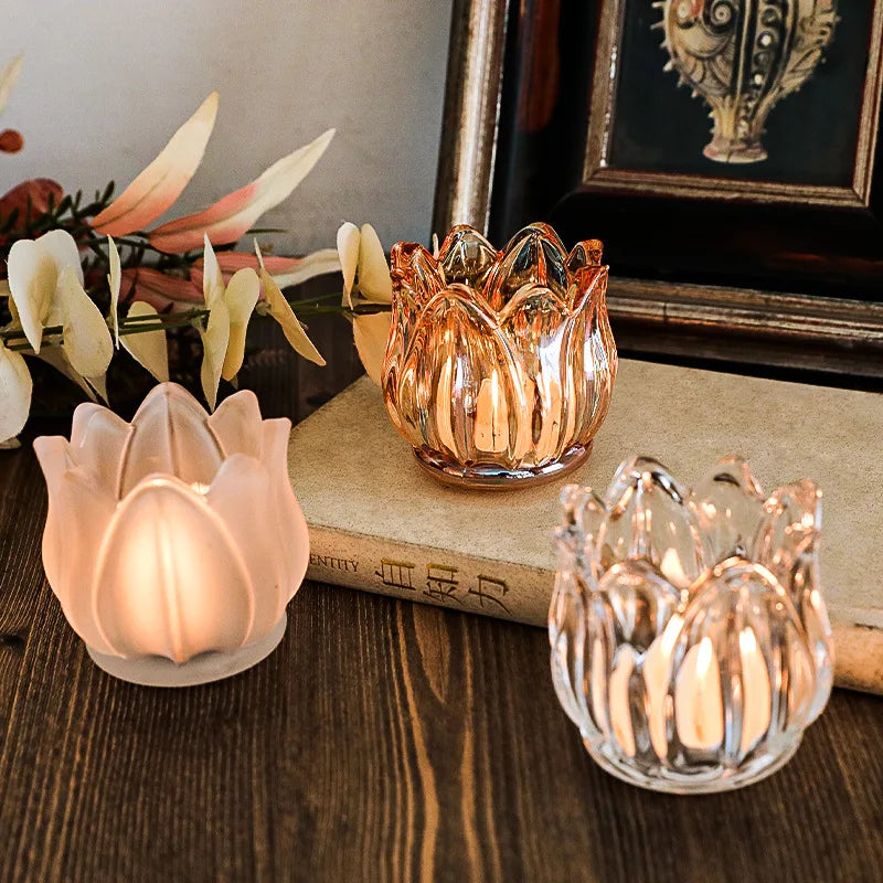 Photophore Fleur de Tulipe en Verre – Élégance & Ambiance Cocooning