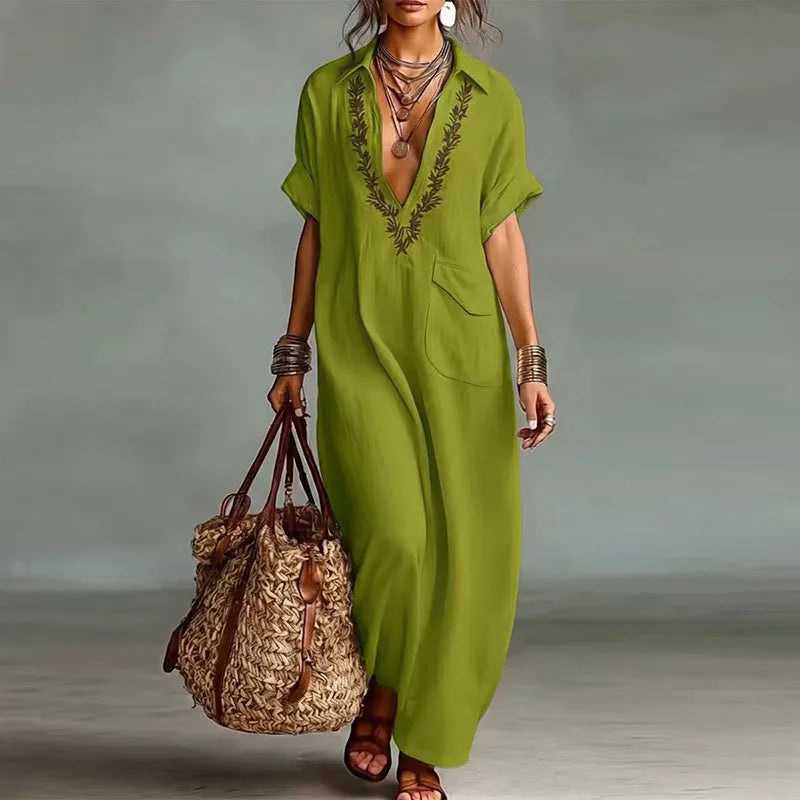 Robe “Sahara Luna” – Caftan Bohème Élégance Naturelle