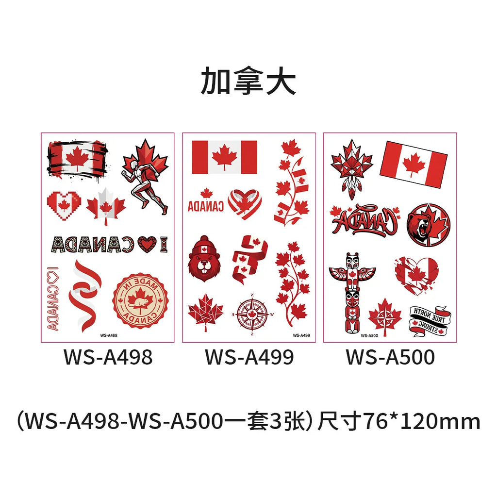 3Pcs Flag Temporary Tattoo Stickers