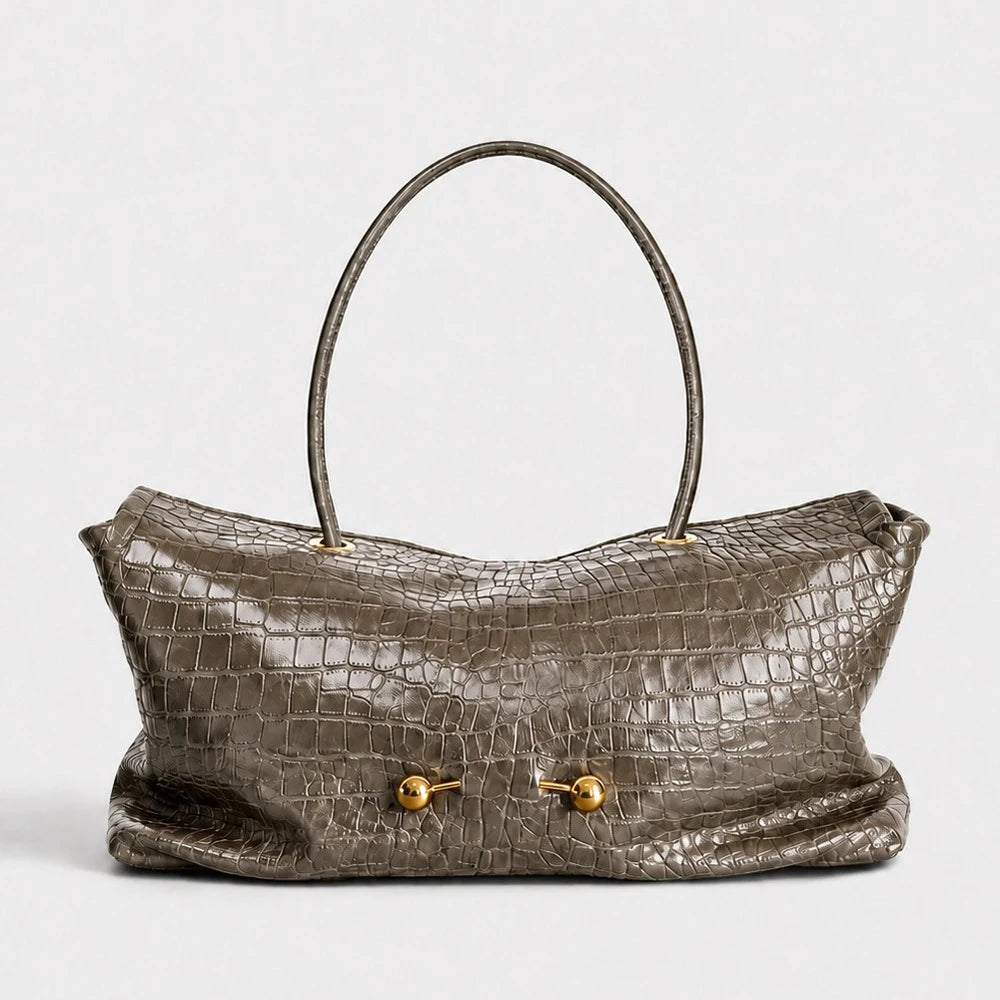 Sac porté épaule effet croco – Golden Details