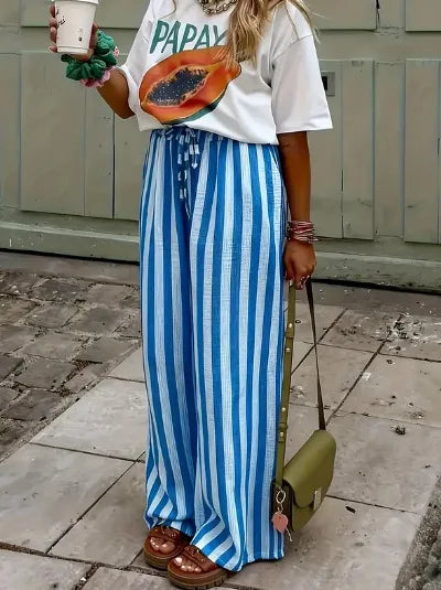 Pantalon Palazzo Rayé Marbella