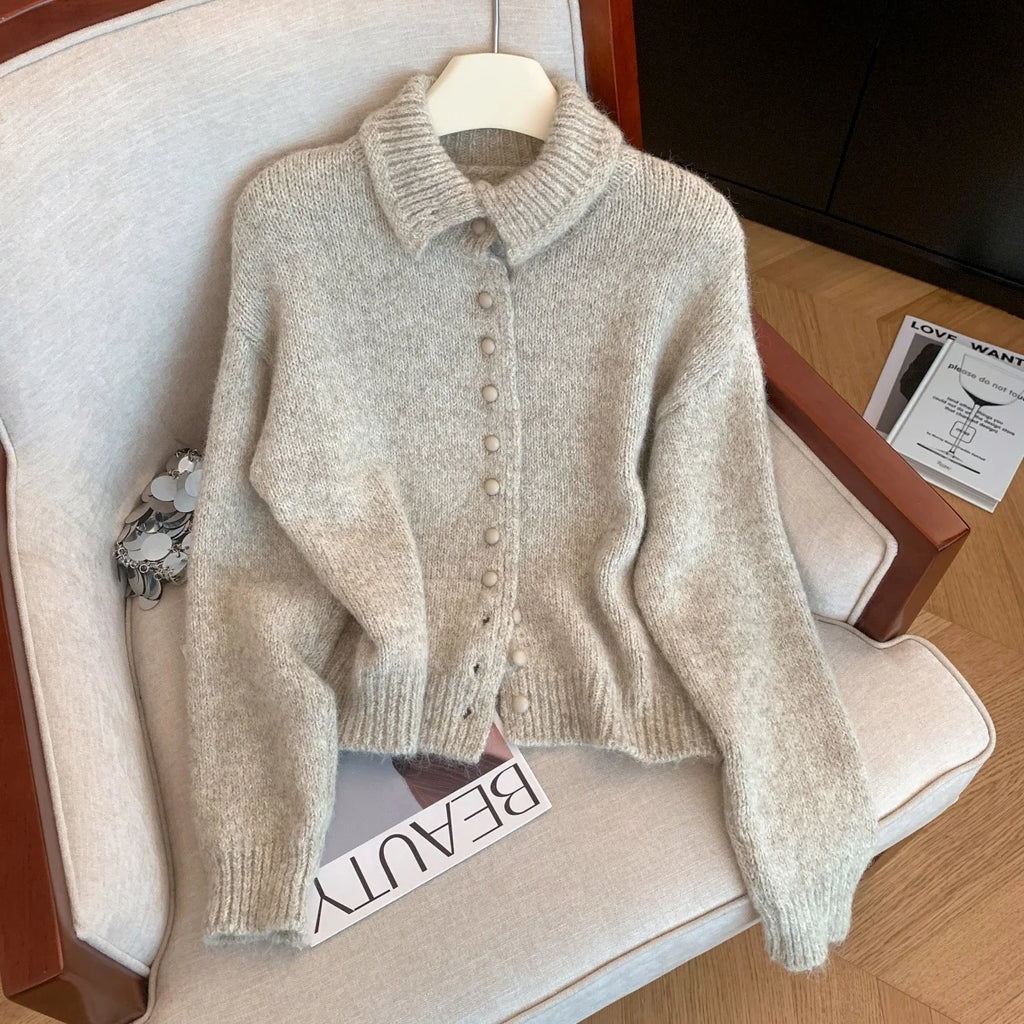 Cardigan col montant – Inspiration coréenne Y2K
