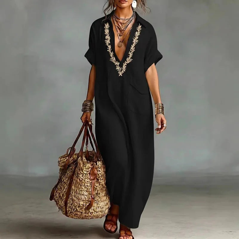Robe “Sahara Luna” – Caftan Bohème Élégance Naturelle