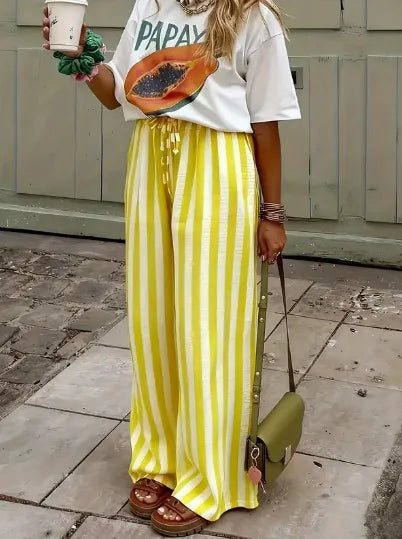 Pantalon Palazzo Rayé Marbella