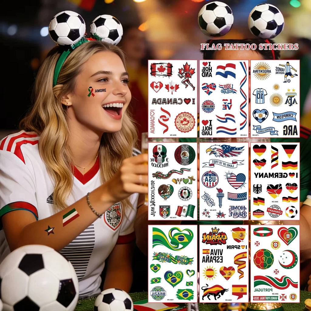 3Pcs Flag Temporary Tattoo Stickers