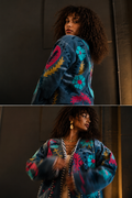 Veste Alya velours bleu